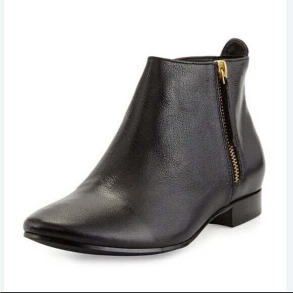 COLE HAAN BELMONT BLACK LEATHER ANKLE ZIPPERED BOOTIES SHOES 8 - Picture 1 of 12